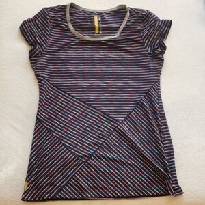 Lole Short Sleeve Striped Tee in Navy, Pink, Light Blue